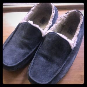 Men’s fur ugg slipper loafers blue suede size 12